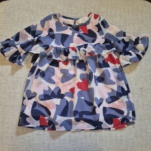 Kate Spade Kids Heart Print Blouse - Blue, Pink, Red